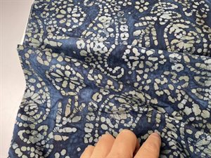 Poplin - unik batik i navy og grågrøn